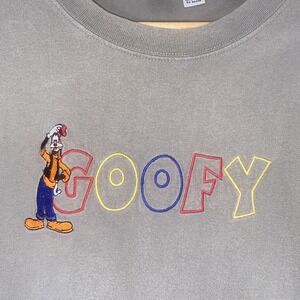 Vintage‎ 90s Goofy Disney T Shirt Mickey Unlimited Gray Faded Embroidered Size L